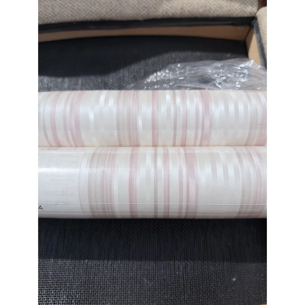 Taylor Wallcoverings Wallpaper Lot 2 Rolls Pink Stripe 56.37 sq ft New + Partial